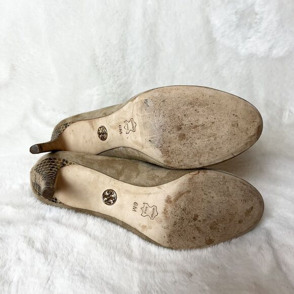 Tory Burch Tan Suede Pumps Snakeskin Stiletto Heels Women’s Sz 6M - Picture 7 of 9
